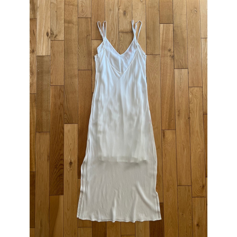 Vilagallo Layered Midi Slip Style Dress White Viscose Lightweight Size 36 or XS